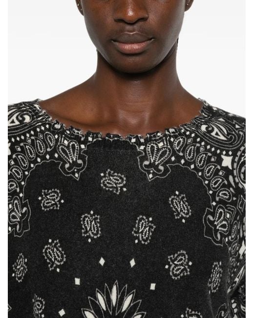 Kujten Black Bandana-Print Sweater