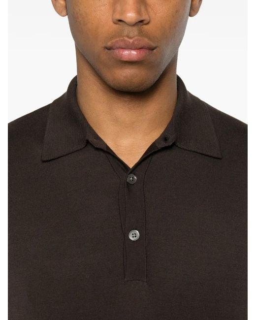 Hōsio Black Short-Sleeve Knitted Polo Shirt for men