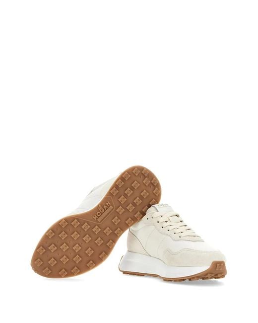 Hogan White Color Block Sneakers