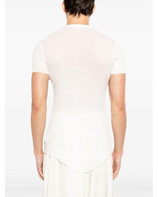 Julius White Ribbed T-Shirt for men