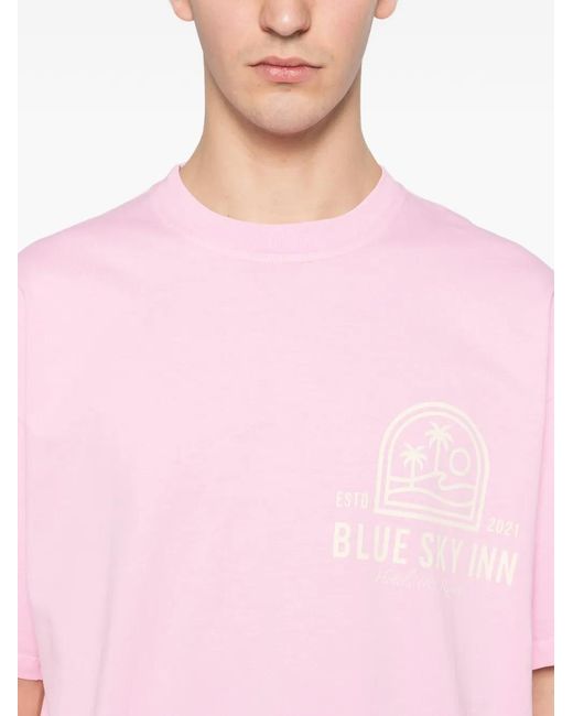BLUE SKY INN Pink Logo Resort T-Shirt for men