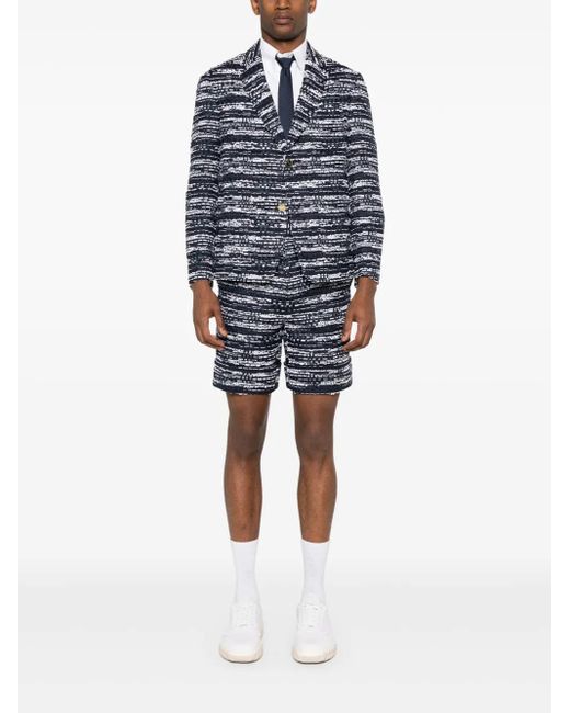 Thom Browne Blue Unconstructed Tweed Blazer for men