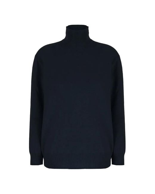 Malo Blue Roll-Neck Cashmere Sweater