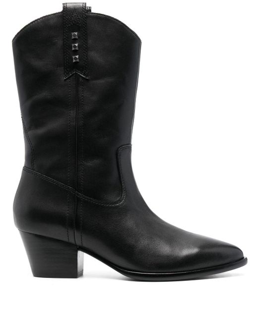 Ash Hooper Leather Ankle Boots in Black | Lyst