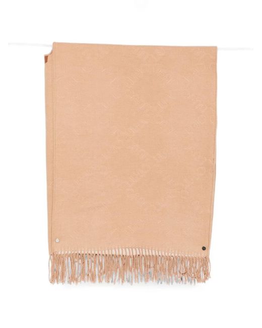 Liu Jo Natural Logo-Jacquard Fringed Scarf