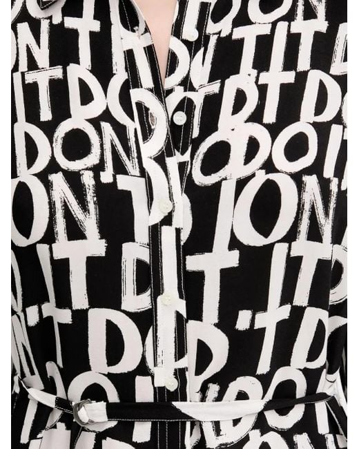 Desigual White Graphic-Print Shirt Dress