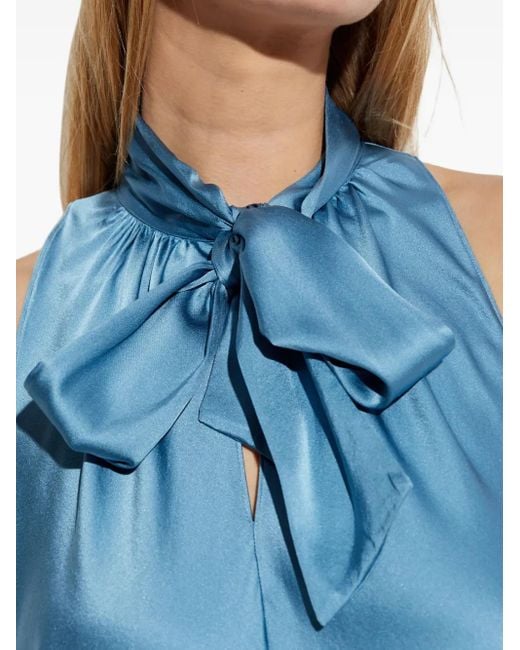 Forte Forte Mouwloze Maxi-Jurk Met Strikhals in het Blue