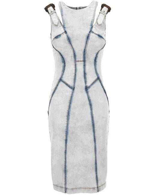 Versace Jeans Couture Gray Buckled Dress