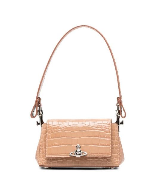 Vivienne Westwood Pink Small Hazel Croco-Effect Tote Bag