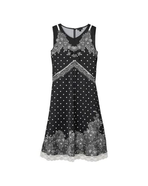 Marc Jacobs Black Polka Dot Lace-Detail Midi Dress