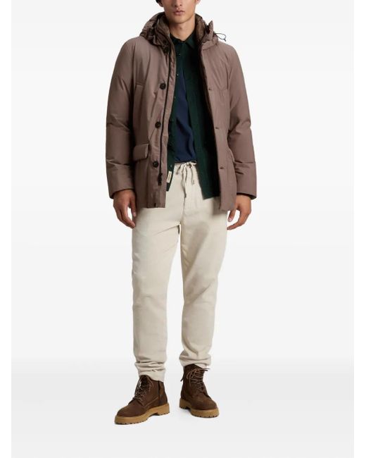 Woolrich Brown Hooded Button-Fastening Jacket for men