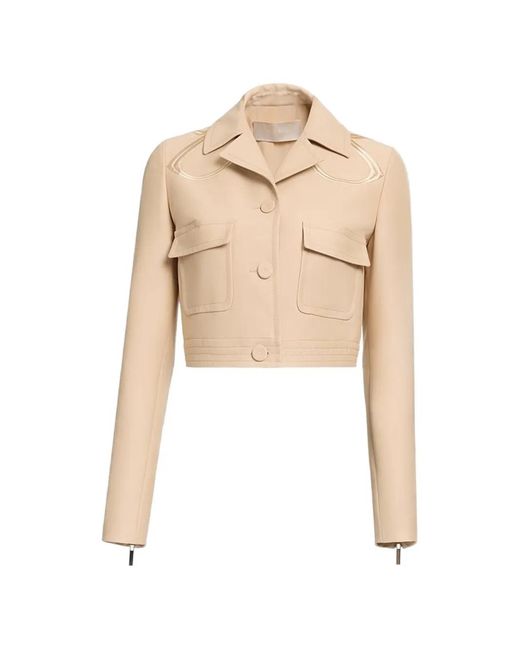 Elie Saab Natural Monogram-Embroidered Gabardine Jacket