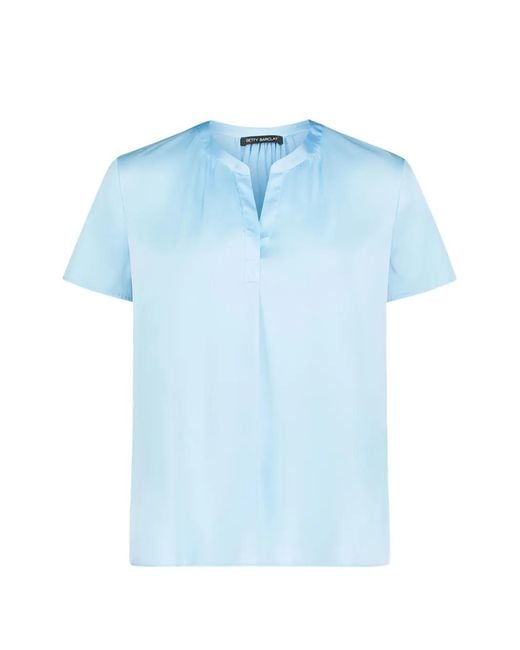 Betty Barclay Blue Pleated Satin-Finish Blouse