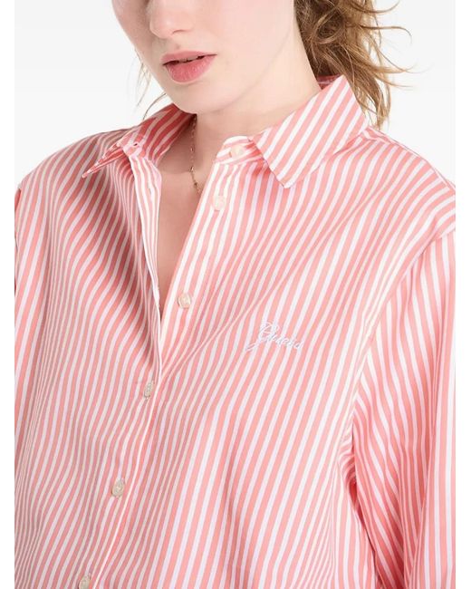 Guess Pink Vertical-Stripe Shirt