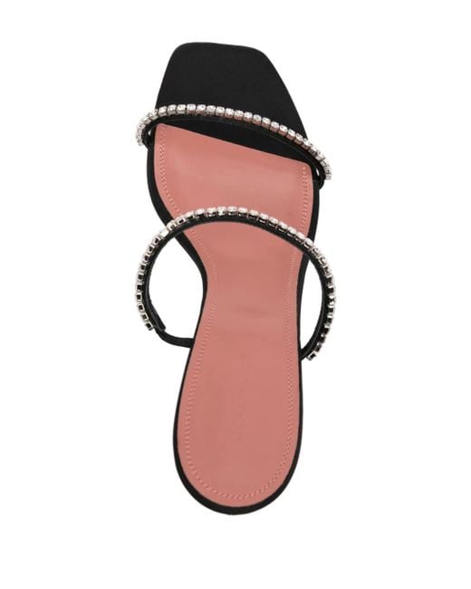 AMINA MUADDI Black Gilda Crystal-Embellished Sandals