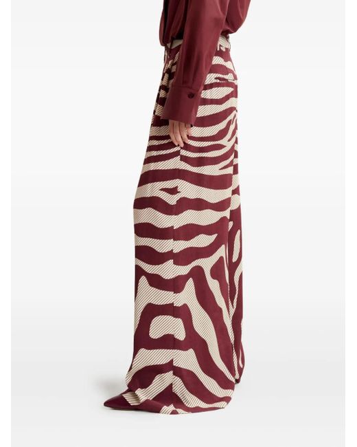Essentiel Antwerp Red Zebra-Print Pleated Palazzo Pants