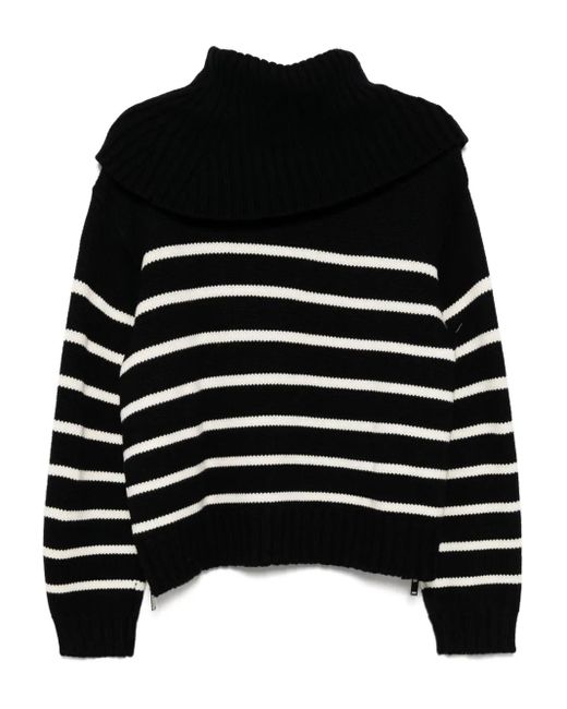 Monse Black Turtleneck Striped Jumper