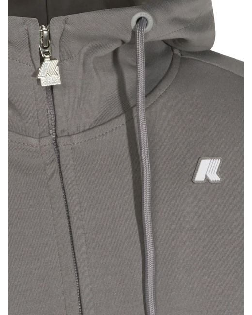 K-Way Gray Hoodie Zippé Anton À Patch Logo for men