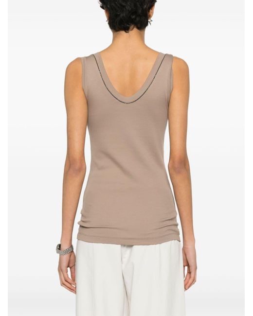 Brunello Cucinelli Natural Bead-detailed Tank Top