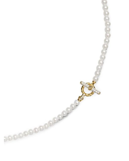 David Yurman White Pearl Classics Pearl And Diamond Necklace