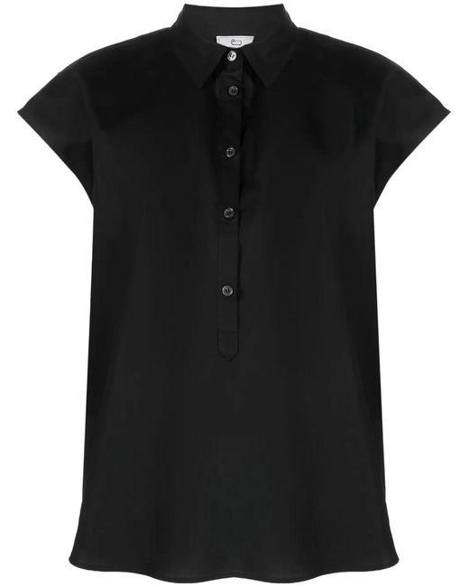 Woolrich Black Cap-Sleeves Cotton Shirt