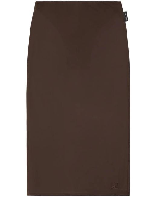 Courreges Brown Semi-Sheer Midi Skirt