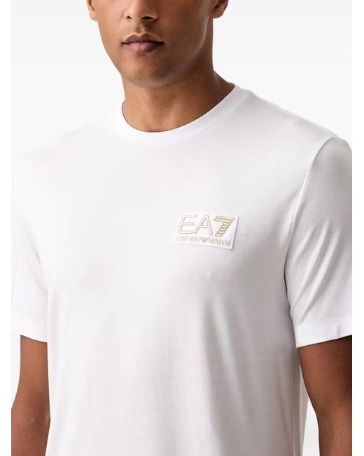 EA7 White Logo-Patch T-Shirt for men