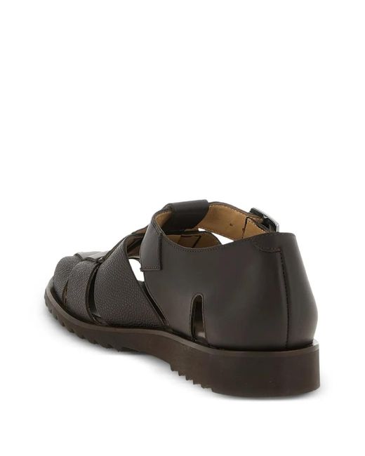 Paraboot Black Pacific Hammered-Leather Sandals for men