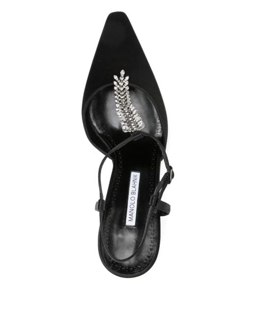 Manolo Blahnik Black 90Mm Sufik Heeled Sandals