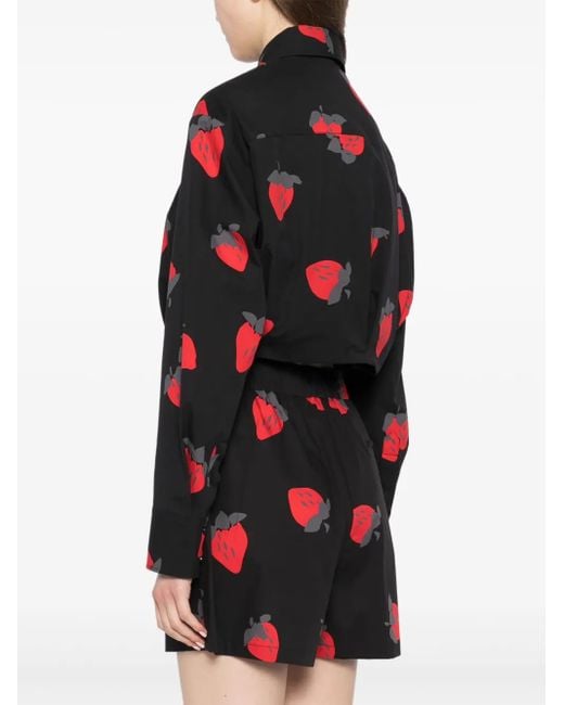 Chemise Crop Imprimée MSGM en coloris Black