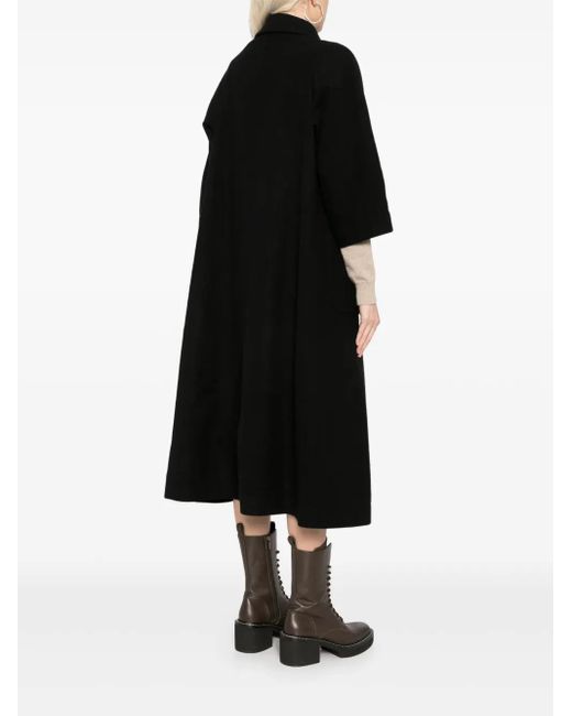 Yohji Yamamoto Black Mosser Double Breasted Coat