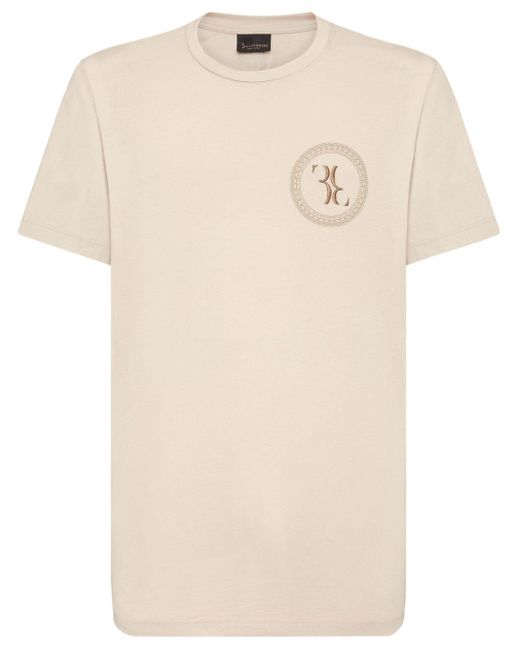Billionaire Katoenen T-shirt Met Geborduurd Logo in het Natural voor heren