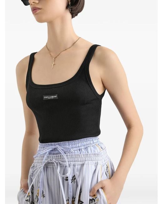 Dolce & Gabbana Black Ribbed Tank Top