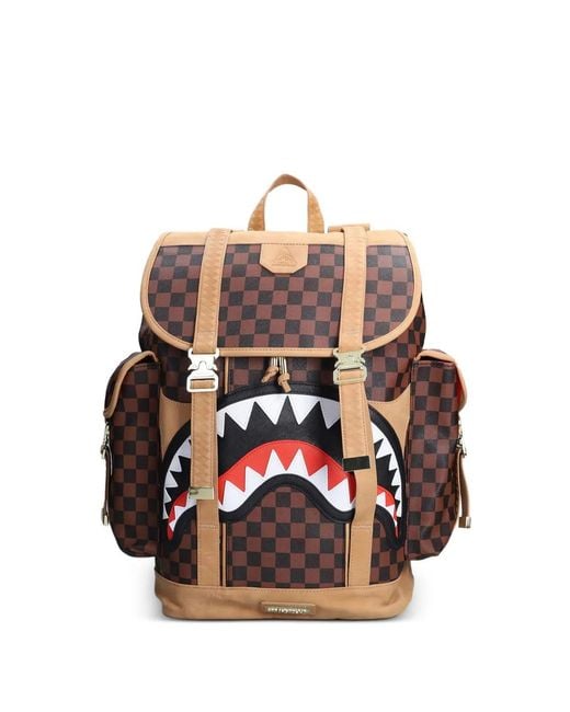 Sprayground Brown Checkerboard-Pattern Backpack
