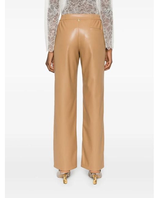 Twinset Natural Oval T-Plaque Faux-Leather Trousers