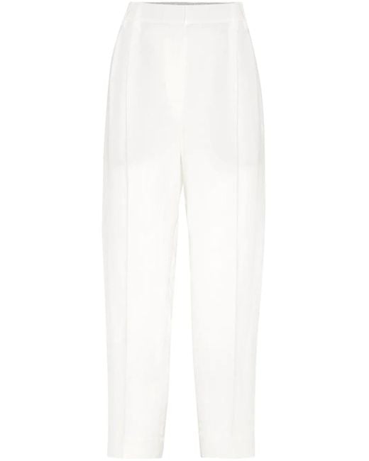 Brunello Cucinelli White High-Waist Cropped Trousers