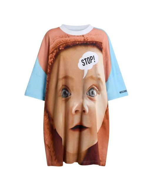 Moschino Orange Heavy Cotton Printed Dress