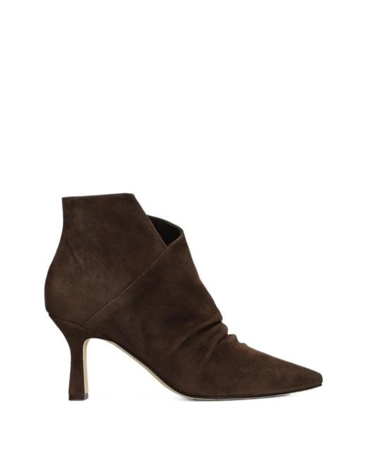 The Seller Brown Ruched Pointed-Toe Ankle Boots