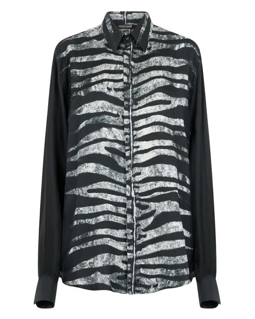 Roberto Cavalli Black Silk Shirt for men