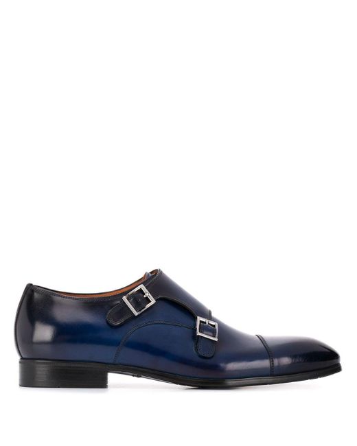 Santoni Blue Classic Monk Shoes for men