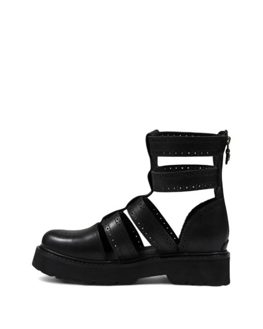 Cult Black Brogue-Detail Platform Sandals