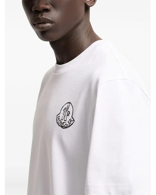 Moncler White Logo-Patch T-Shirt for men