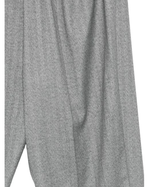 Marina Rinaldi Gray Herringbone-Pattern Elasticated Trousers