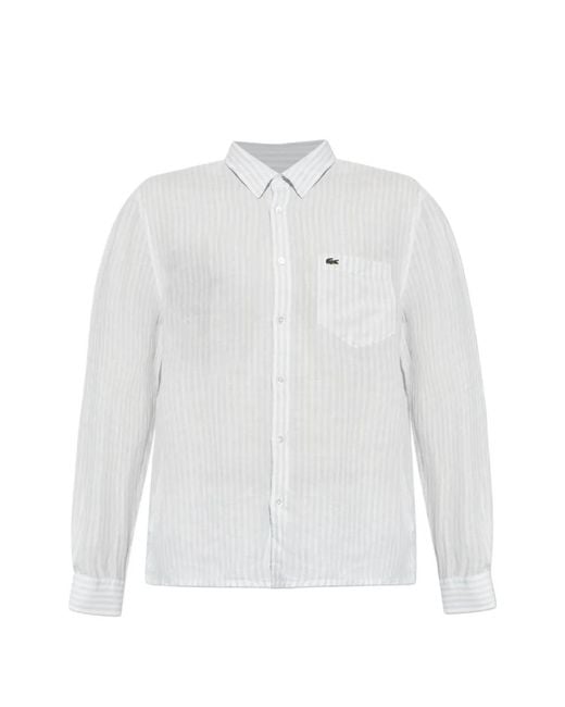 Lacoste White Striped Linen Shirt for men