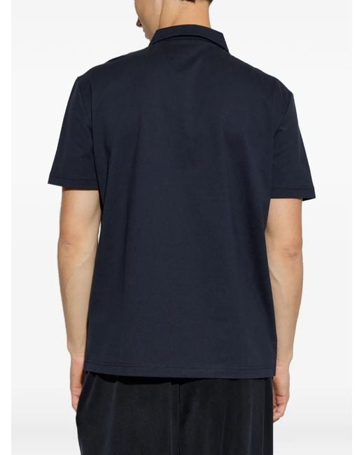 EA7 Blue Logo-Patch Polo Shirt for men