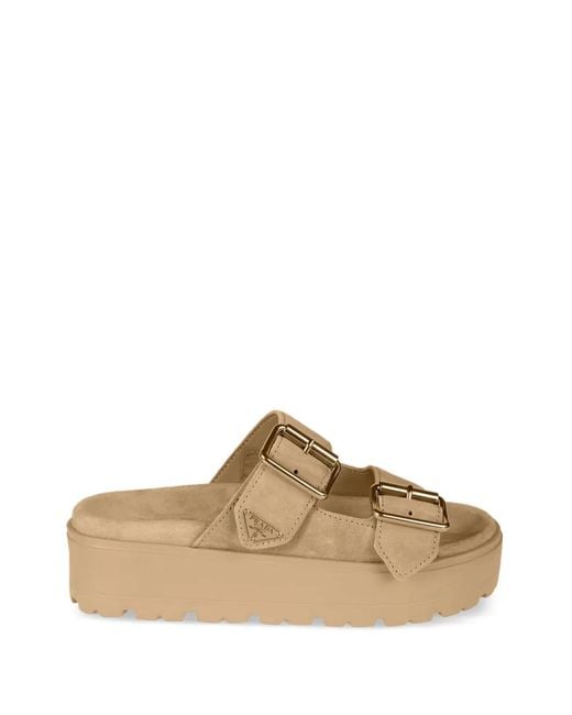Prada Natural Suede Leather Sandals