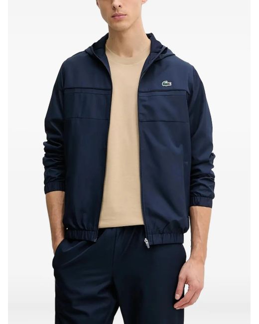 Lacoste Blue Panelled Zip-Up Hooded Jacket for men