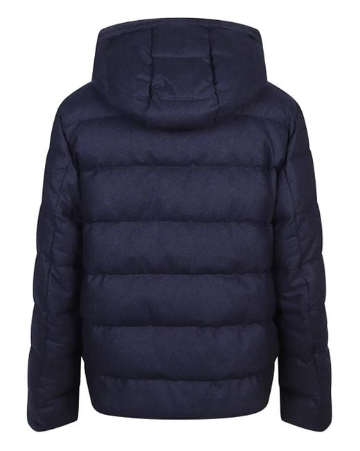 Fay Blue Hooded Quilted Jacket for men