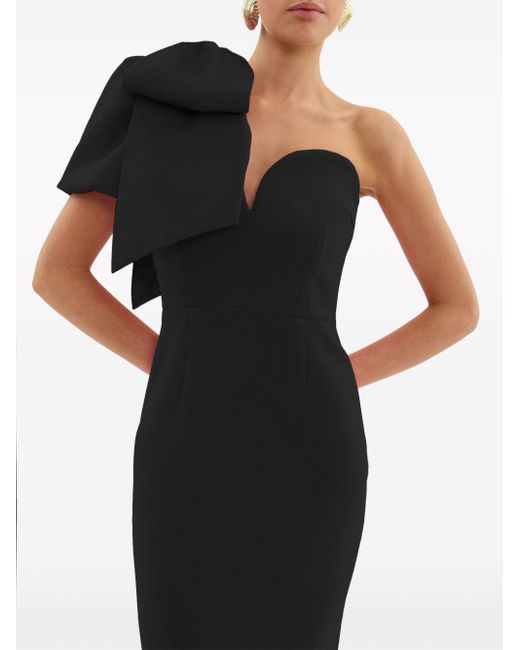 Rebecca Vallance Black Anais One-shoulder Midi Dress