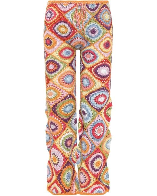 MIXIK Red Pantalon À Broderies